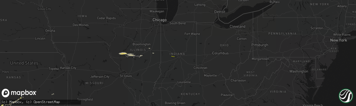 Hail map in Indiana on March 3, 2026