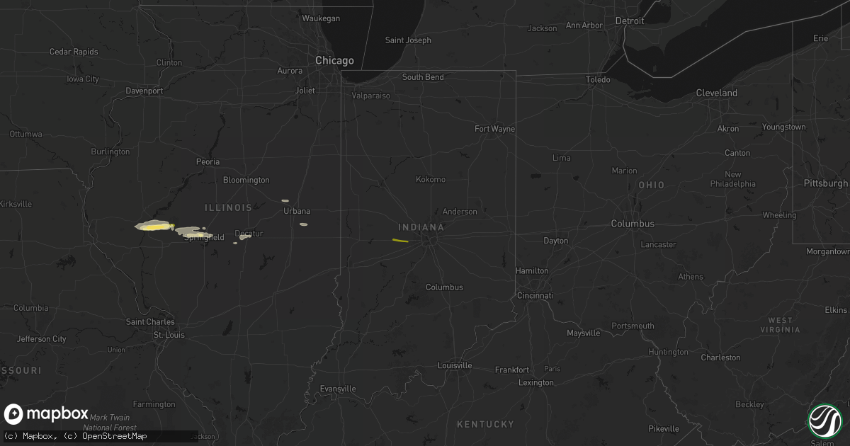 Hail map in Indiana on March 3, 2026