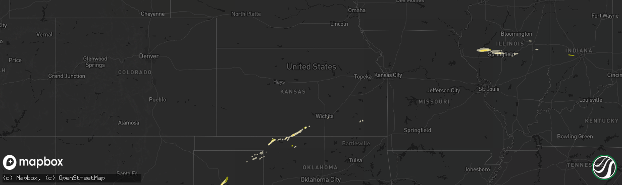 Hail map in Kansas on March 3, 2026