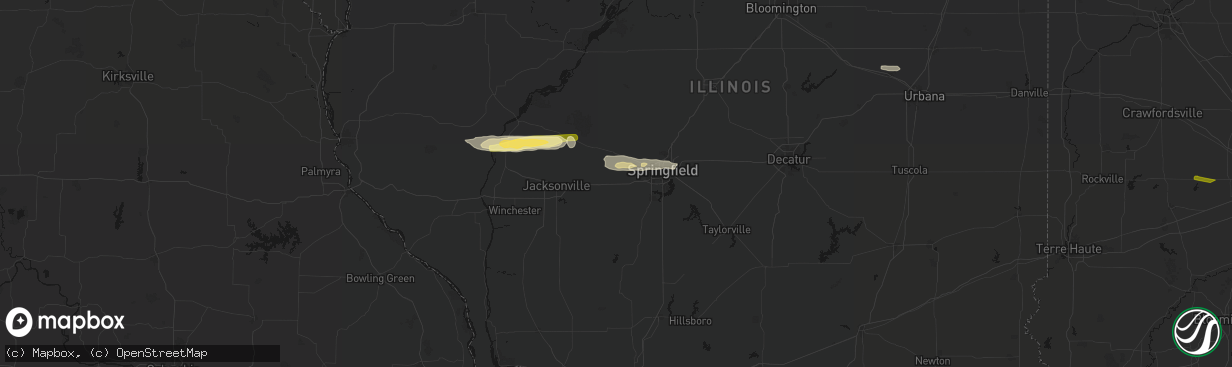 Hail map in New Berlin, IL on March 3, 2026