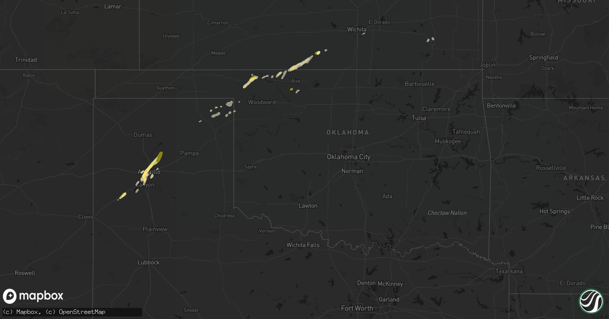 Hail map in Oklahoma on March 3, 2026