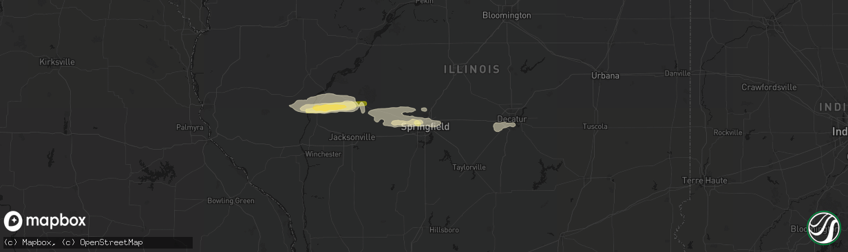 Hail map in Springfield, IL on March 3, 2026