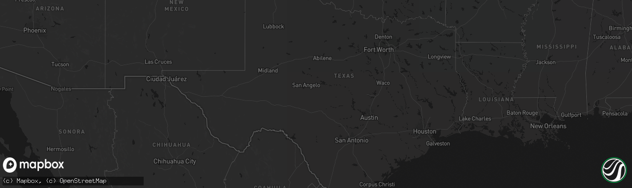 Hail map in Texas on March 3, 2026