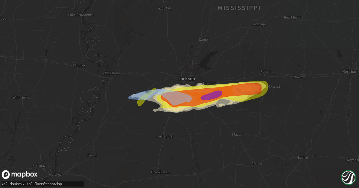 Hail map in Byram, MS on March 4, 2020