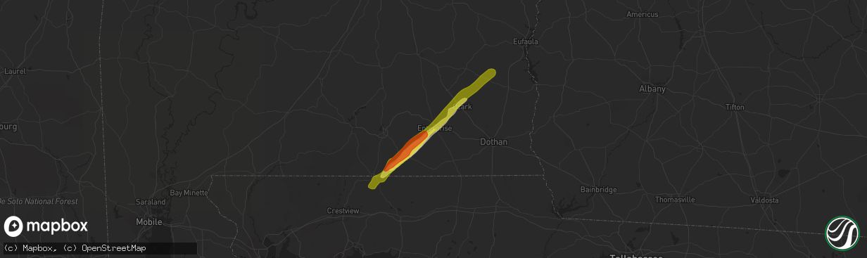 Hail map in Enterprise, AL on March 4, 2020