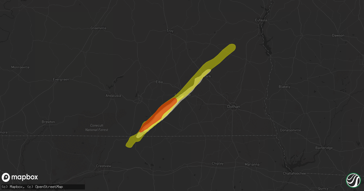 Hail map in Enterprise, AL on March 4, 2020