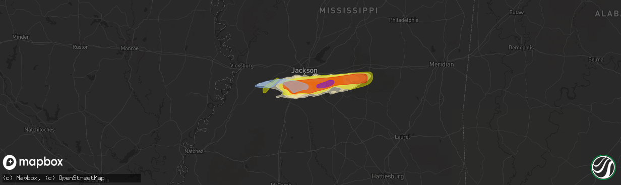 Hail map in Florence, MS on March 4, 2020