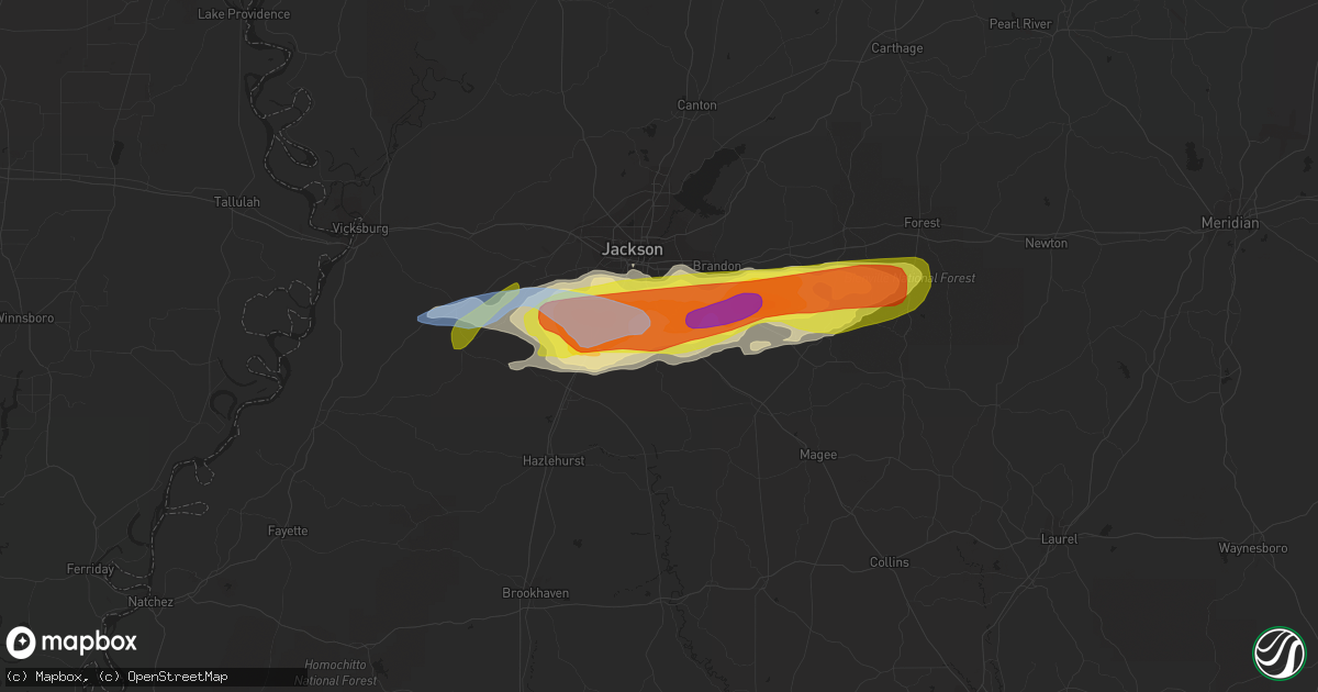 Hail map in Florence, MS on March 4, 2020