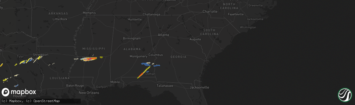 Hail map in Georgia on March 4, 2020