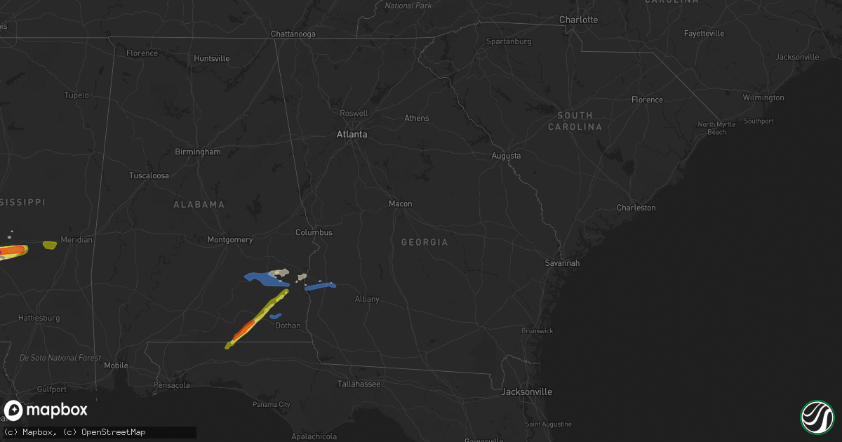 Hail map in Georgia on March 4, 2020