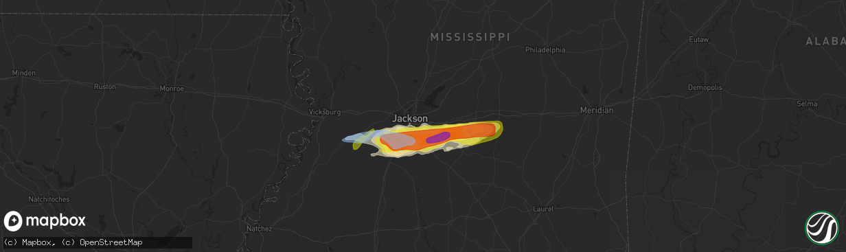 Hail map in Pearl, MS on March 4, 2020