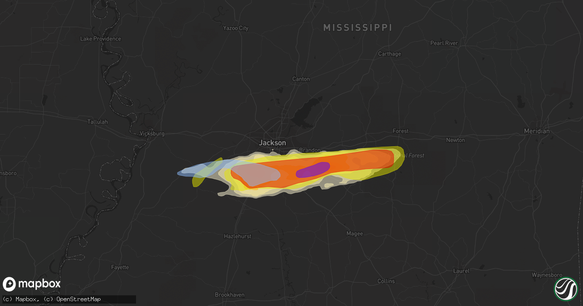 Hail map in Pearl, MS on March 4, 2020