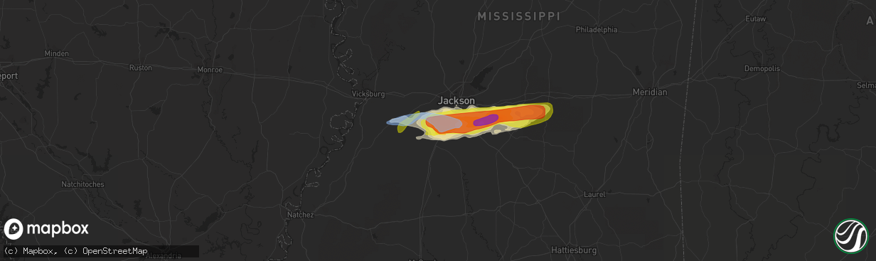 Hail map in Terry, MS on March 4, 2020