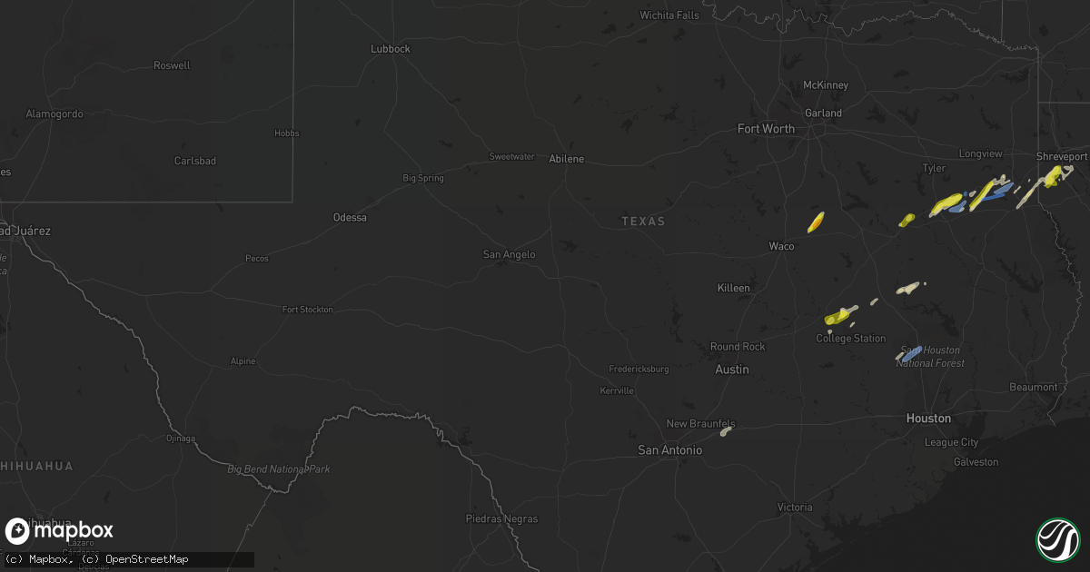 Hail map in Texas on March 4, 2020