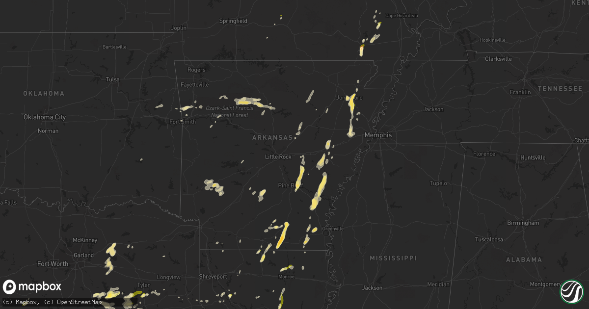 Hail map in Arkansas on March 4, 2024