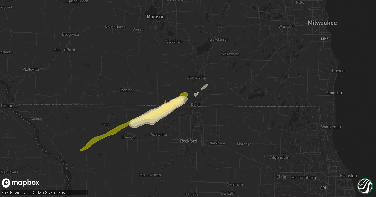 Hail map in Beloit, WI on March 4, 2024