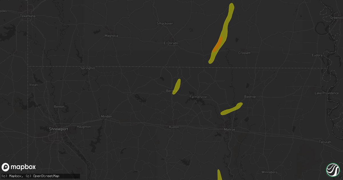 Hail map in Bernice, LA on March 4, 2024