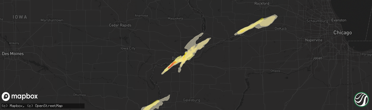 Hail map in Bettendorf, IA on March 4, 2024