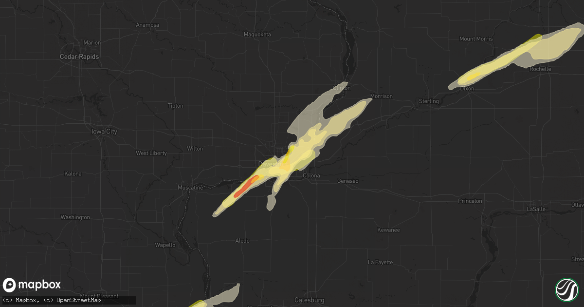 Hail map in Bettendorf, IA on March 4, 2024