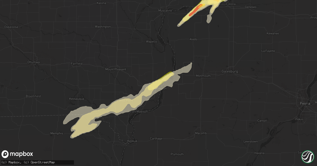 Hail map in Burlington, IA on March 4, 2024