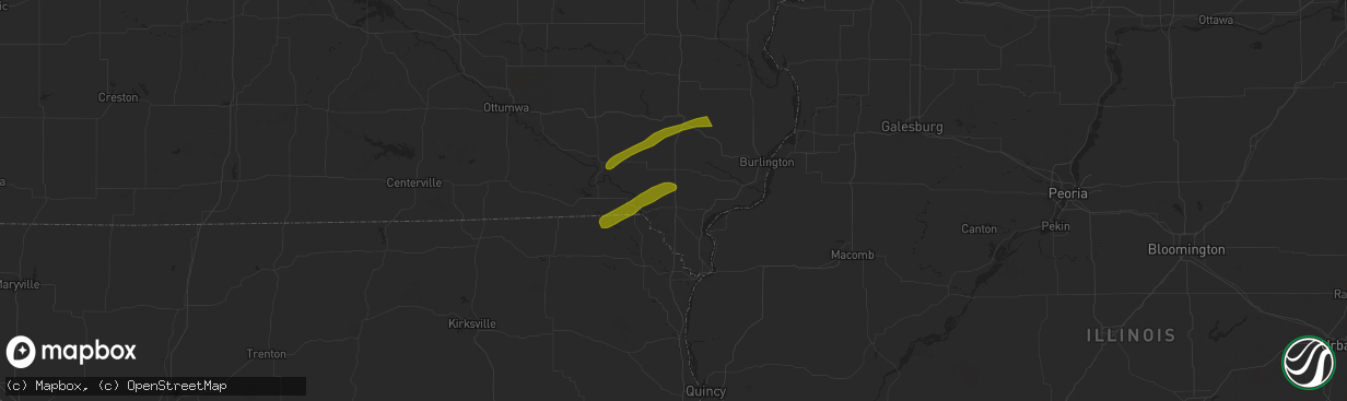 Hail map in Donnellson, IA on March 4, 2024