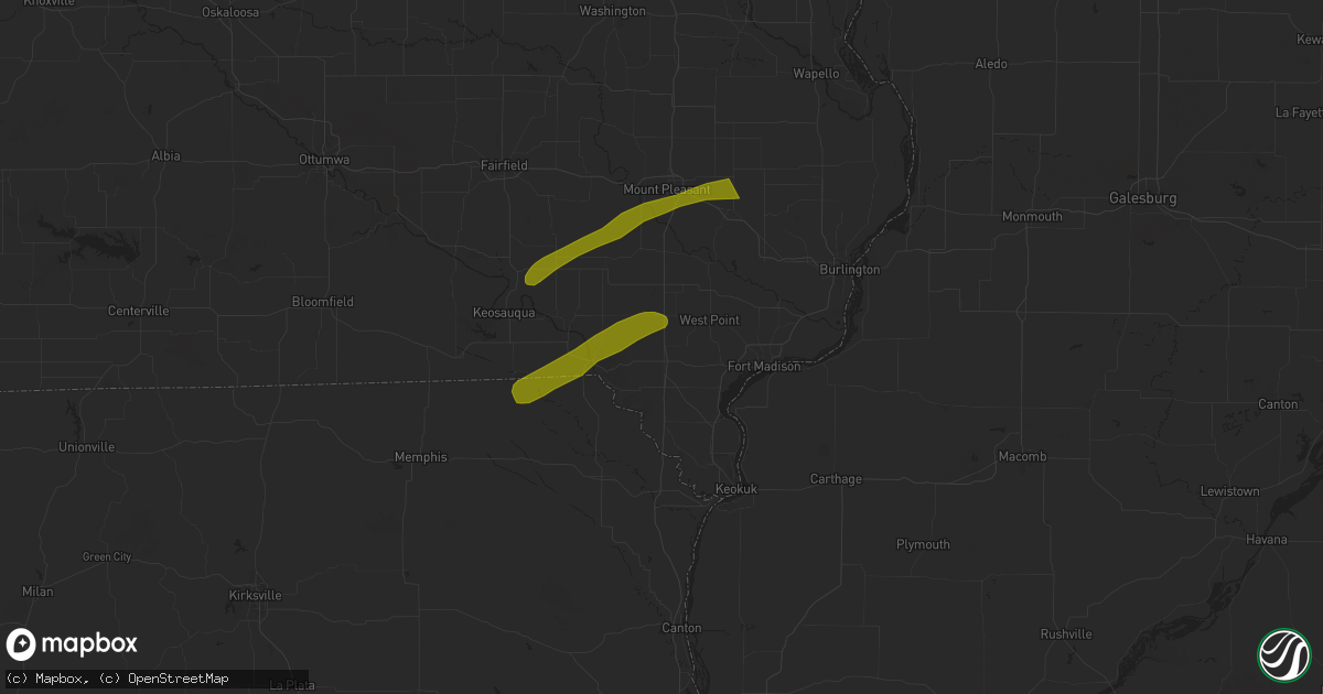 Hail map in Donnellson, IA on March 4, 2024