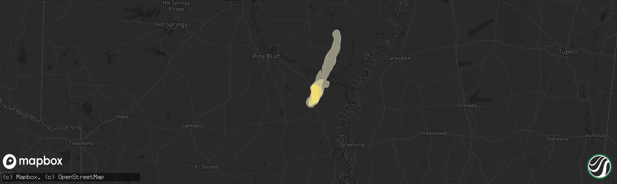 Hail map in Dumas, AR on March 4, 2024
