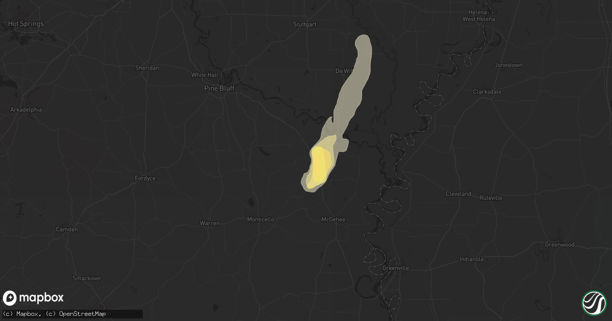 Hail map in Dumas, AR on March 4, 2024