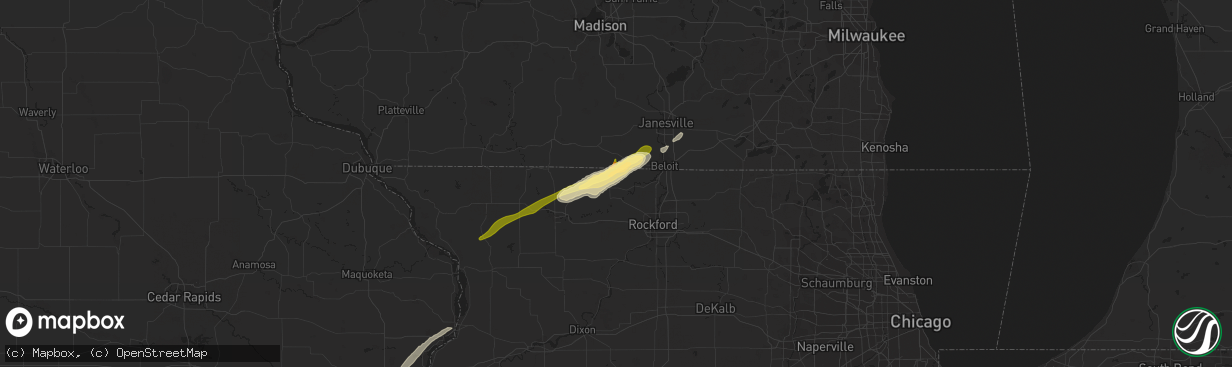 Hail map in Durand, IL on March 4, 2024