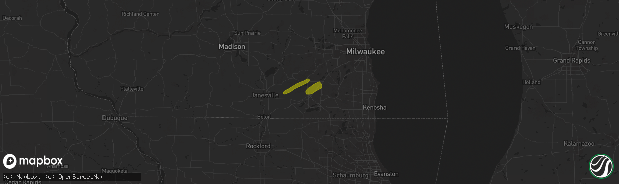 Hail map in Elkhorn, WI on March 4, 2024
