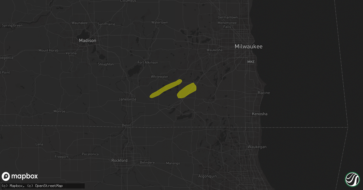 Hail map in Elkhorn, WI on March 4, 2024