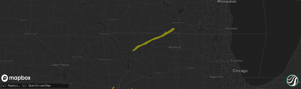 Hail map in Freeport, IL on March 4, 2024