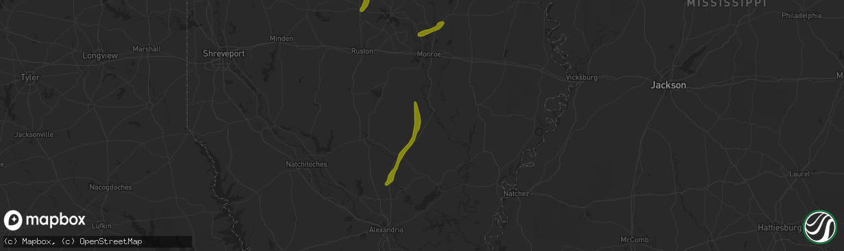 Hail map in Grayson, LA on March 4, 2024