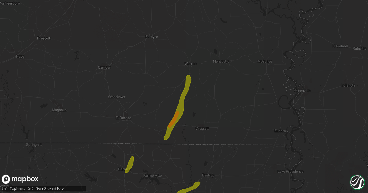 Hail map in Hermitage, AR on March 4, 2024