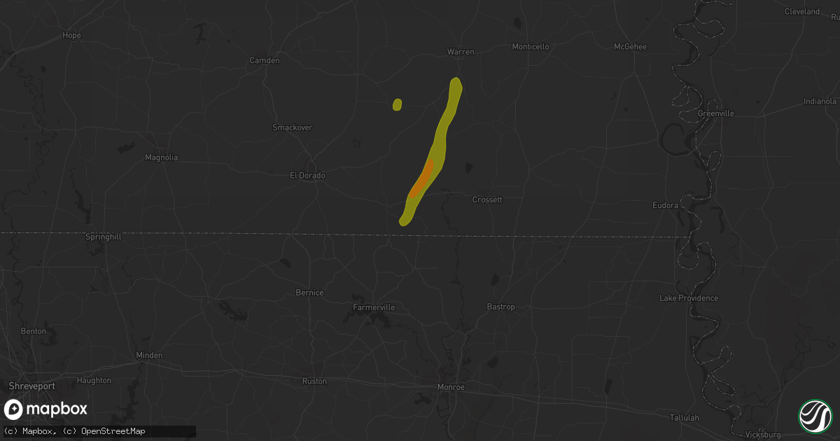 Hail map in Huttig, AR on March 4, 2024