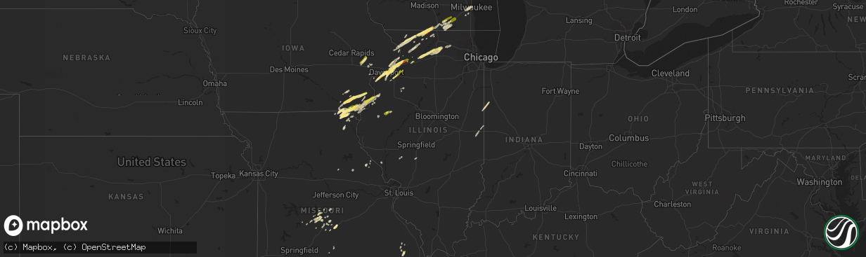 Hail map in Illinois on March 4, 2024