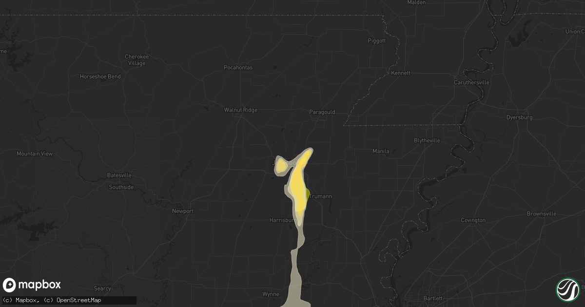 Hail map in Jonesboro, AR on March 4, 2024