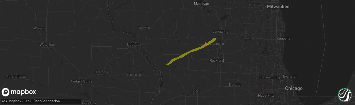 Hail map in Lena, IL on March 4, 2024