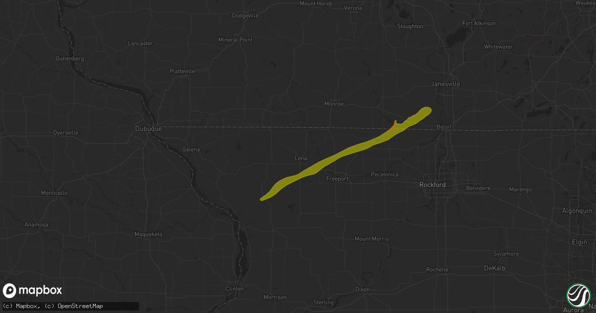 Hail map in Lena, IL on March 4, 2024