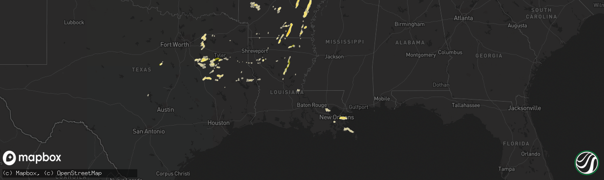 Hail map in Louisiana on March 4, 2024