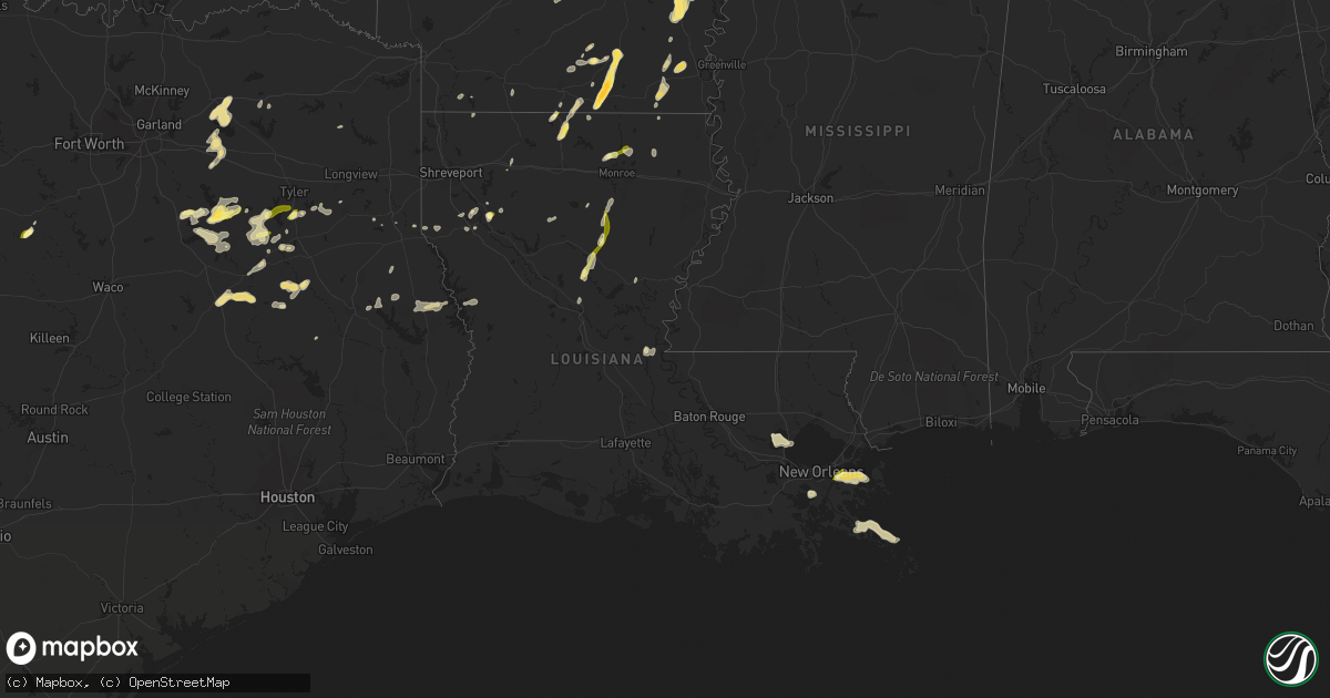 Hail map in Louisiana on March 4, 2024