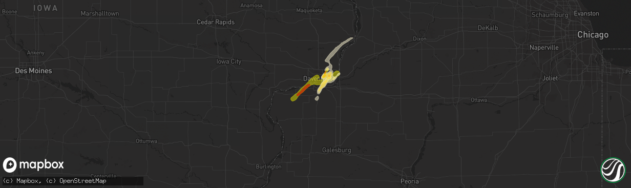 Hail map in Milan, IL on March 4, 2024
