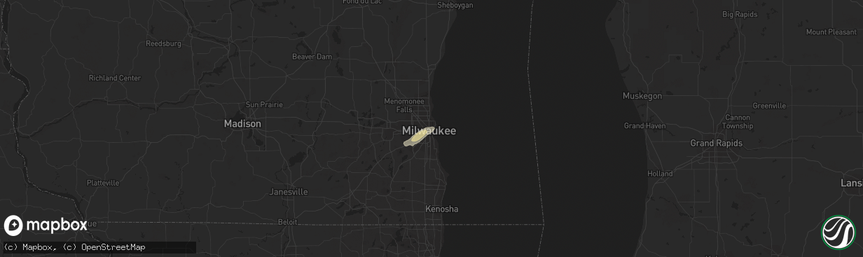 Hail map in Milwaukee, WI on March 4, 2024