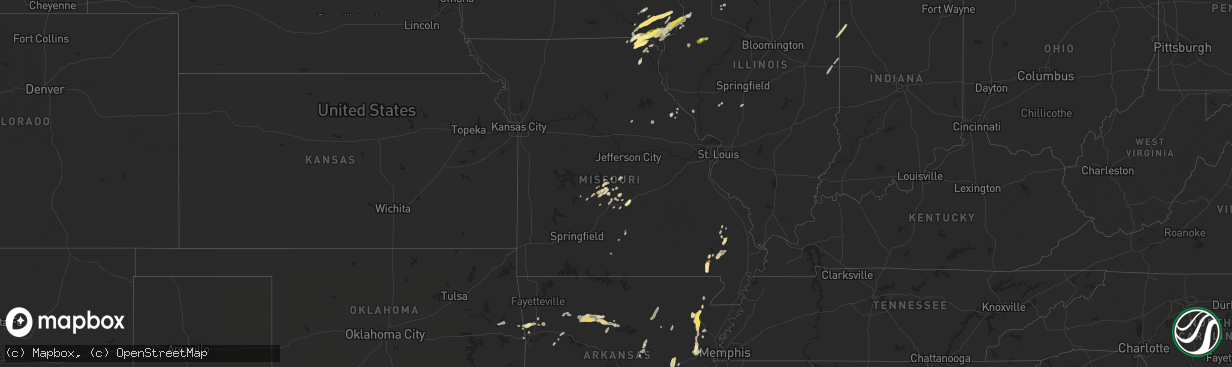 Hail map in Missouri on March 4, 2024