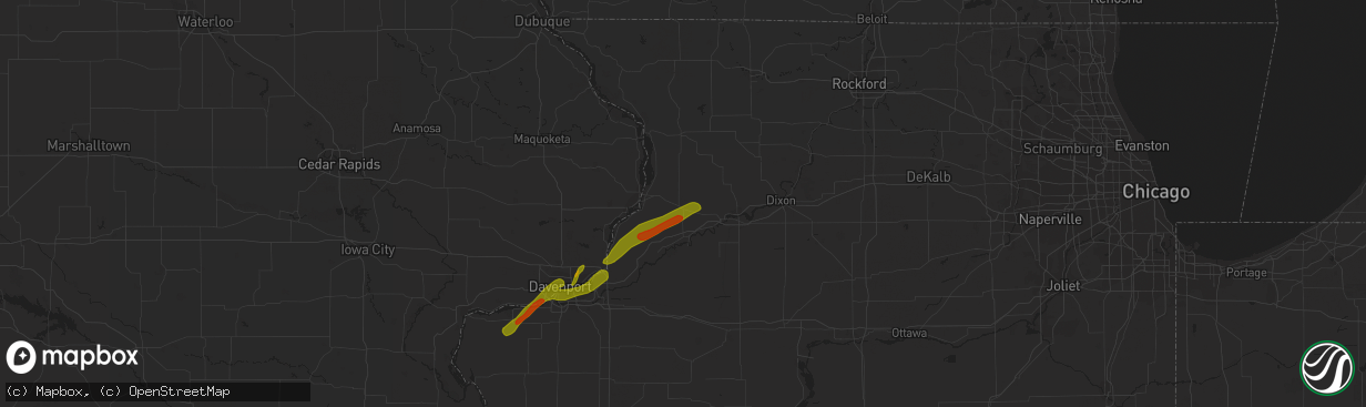 Hail map in Morrison, IL on March 4, 2024