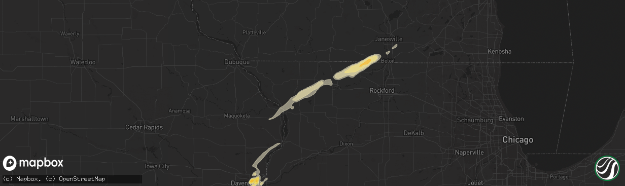 Hail map in Pearl City, IL on March 4, 2024