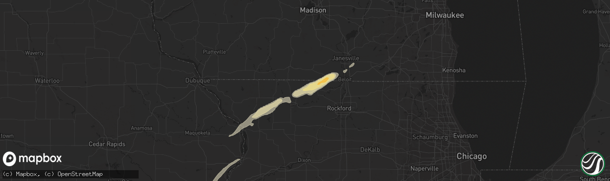 Hail map in Rock City, IL on March 4, 2024