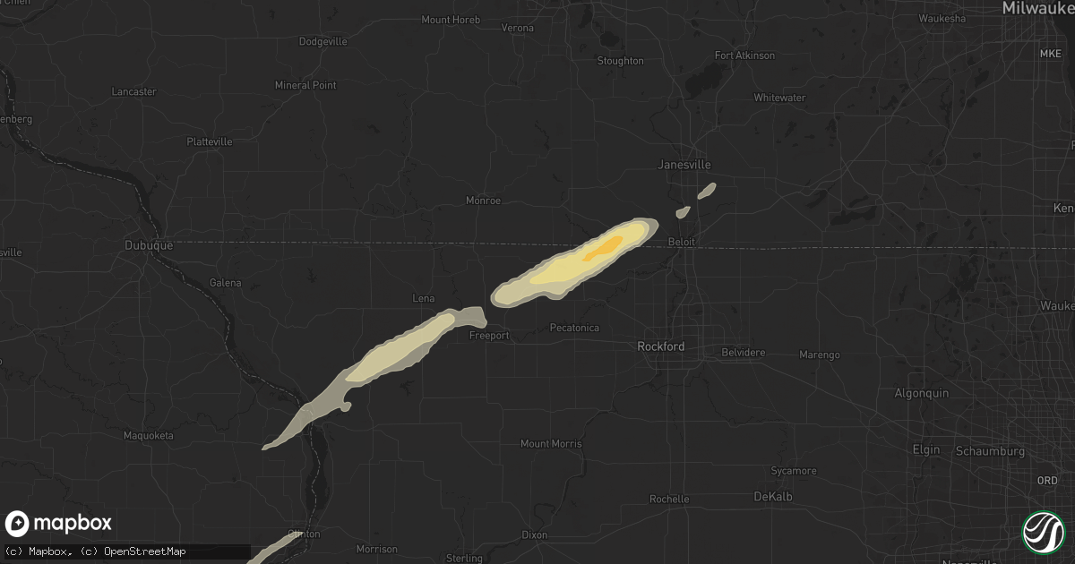 Hail map in Rock City, IL on March 4, 2024