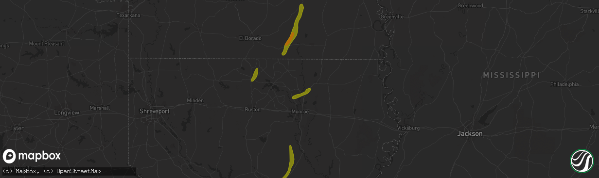 Hail map in Sterlington, LA on March 4, 2024