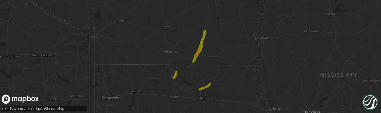 Hail map in Strong, AR on March 4, 2024